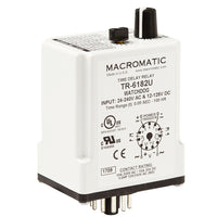 TR-6812U | Multi-function | 12-125V DC 24-240VAC | 10 amp DPDT | 50ms-100 Hrs | Plug-in | Macromatic