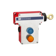Telemecanique XY2CE1A297 Latching emergency stop rope pull switch, Telemecanique rope pull switches XY2C, RH side, 2NC+2 NO, pilot light 230 V | Blackhawk Supply