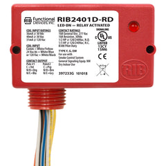 Functional Devices RIB2401D-RD Enclosed Relay 10Amp DPDT 24Vac/dc/120Vac Red Hsg  | Blackhawk Supply
