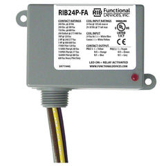 Functional Devices RIB24P-FA Enclosed Relay 20Amp DPDT polarized 24Vdc, 24Vac  | Blackhawk Supply