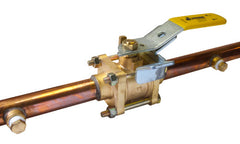 Jomar 500-833SS S-675-DGP-4B-SS | 1/2" | 3 Piece 4 Bolt | Oxygen Cleaned for Medical Gas | Copper Stub Connection | with Double Gauge Port | 600 WOG | Stainless Steel Trim | Blackhawk Supply