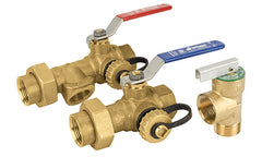 Jomar 810-594G 3/4" Lead Free Brass Ball Valve, Tankless Water Heater Valve Kit, 3-Way Ball, SharkBite™ Connection, 600 WOG | Blackhawk Supply