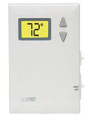 LUXPRO THERMOSTATS PSD010B 24v/Millivolt Battery Powered Two Wire Digital Heat Only Vertical Mount Thermostat No Fan Switch  | Blackhawk Supply