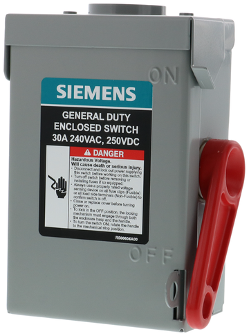 Siemens Electrical GNF221RAU GDSS NF 2P2W 240V 30A NEMA 3R RET SER A  | Blackhawk Supply