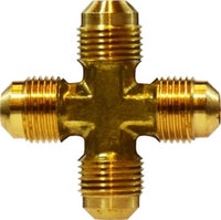 10373 | 1/4 MALE FLARE CROSS, Brass Fittings, SAE 45 Deg Flare, Male Forged Flare Cross | Midland Metal Mfg.