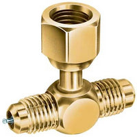 A31852 | Swivel Tee Nut on Branch with Depressor 3 Pack 1/4 Inch Flare for Access Valves | J/B Industries SAE Fittings