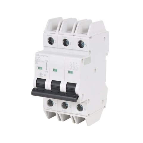 C3 Controls 1100-CB3D2D50 1100-CB3D2D50 - MCB175, Miniature Circuit Breaker, 3 Pole, 5A, Trip Curve D, UL 489, IEC 60947-2, IEC 60898  | Blackhawk Supply