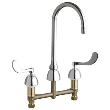 Chicago Faucet Co 786-E3CP Lavatory Faucet 8 Inch Spread 2 Wrist Blade ADA Polished Chrome 2.2 Gallons per Minute  | Blackhawk Supply