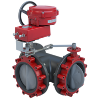 3LSE-16S34/70-1300H | Butterfly Valve | 3 Way | Flow Configuration 4 | 16 Inch | Stainless Disc | 150 PSI | 120 VAC Non-Spring Return Actuator With Heater | On-Off Control | Bray