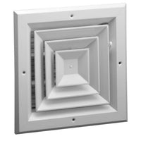 A504MS-14X14W | Ceiling Diffuser 4 Way Square Multi Shutter 14 x 14 Inch Bright White Aluminum | Hart & Cooley