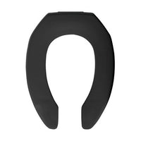 295CT-047 | Toilet Seat Elongated Open Front Less Cover Plastic Black for Commercial Toilet Check Hinges | Church Seats