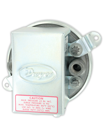 Dwyer 1910-5 Differential pressure switch | range 1.40-5.5" w.c. | approx. deadband @ min. set point 0.30 | approx. deadband @ max. set point 0.30.  | Blackhawk Supply