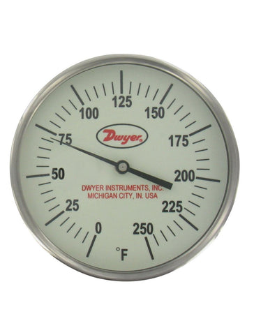 Dwyer GBTA525151 Glow-in-the-dark bimetal thermometer | range 0 to 300°F | 2-1/2" stem.  | Blackhawk Supply