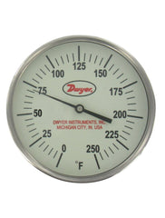 Dwyer GBTB5257D Glow-in-the-dark bimetal thermometer | range 50 to 550°F (10 to 288°C) | 2-1/2" stem.  | Blackhawk Supply