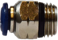 20053N | 1/4 X 10-32 (P-I X MIP N-PLTD ADP), Brass Fittings, Nickel Plated Push In Fittings, Male Connector | Midland Metal Mfg.