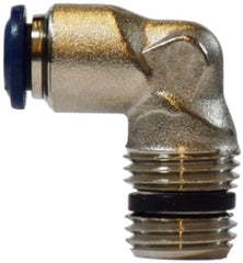 Midland Metal Mfg. 20073N 3/8 X 3/8 (P-I X MIP ELB N-PLTD), Brass Fittings, Nickel Plated Push In Fittings, Fixed Male Elbow  | Blackhawk Supply