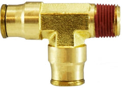 Midland Metal Mfg. 20093 1/4 X 1/4 (PUSH-IN X MIP RUN TEE), Brass Fittings, Brass Push In Fittings, Fixed Male Run Tee  | Blackhawk Supply