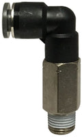 20573C | 1/4 X 1/4 (P-IN X MIP SWIVEL LONG PATT 90), Brass Fittings, Composite Body Push In Fittings, Long pattern Male Elbows | Midland Metal Mfg.