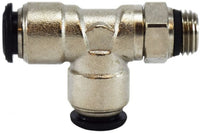 20670N | 4MM OD X 1/8 SWVL MALE RUN-T N-PLTD, Brass Fittings, Nickel Plated Push In Fittings, METRIC TUBE SWIVEL MALE RUN TEE | Midland Metal Mfg.