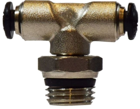 Midland Metal Mfg. 20717N 5MM OD 1/8 SWVL MALE BRANCH-T N-PLTD, Brass Fittings, Nickel Plated Push In Fittings, METRIC TUBE SWIVEL MALE BRANCH TEE  | Blackhawk Supply