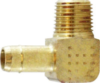 21117 | 3/8 SB X 1/8 MIP ELBOW, Brass Fittings, Single and Double Barb, Male 90 Deg Elbow | Midland Metal Mfg.