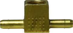 Midland Metal Mfg. 21207 1/4 X 1/4 X 1/8 F BR TEE, Brass Fittings, Single and Double Barb, Female Branch Tee   | Blackhawk Supply