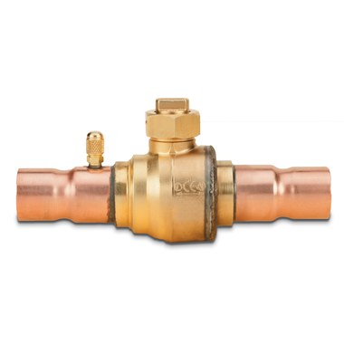 Superior Refrigeration Products 586WAS-6ST Ball Valve Integra-Seal WAS 3/8" ODS Forged Brass Welded with Access Fitting Teflon Full  | Blackhawk Supply