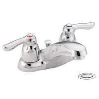 8917 | Lavatory Faucet M-Bition Centerset 4 Inch Spread 2 Lever ADA Chrome 1.2 Gallons per Minute Low Arc Metal Pop-Up Assembly | Moen