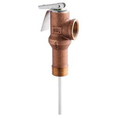 Watts 0066445 Relief Valve Temperature and Pressure Self Closing with Extended Shank 3/4 Inch Male x Female Bronze 75-150 Pounds per Square Inch 210 Degrees Fahrenheit for Water Heaters  | Blackhawk Supply