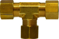 26103 | 1/4OD COMP TEE W/26003, Brass Fittings, Compression, Captive Sleeve Nut | Midland Metal Mfg.