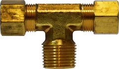 Midland Metal Mfg. 26293 5/16ODX1/8MIP TEE W/26004, Brass Fittings, Compression, Captive Sleeve Nut  | Blackhawk Supply