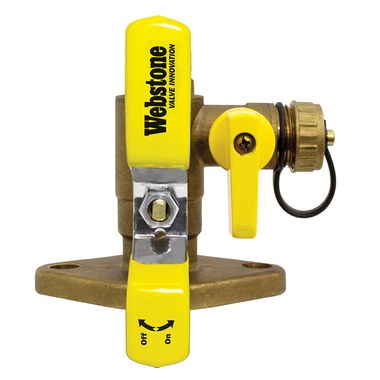 Webstone 40414 Ball Valve Isolator Uni-Flange with Drain 1 Inch Iron Pipe Size Brass Full Port 600 WOG PTFE with Bonus Wing Style T-Handle Nuts and Bolts for Residential Commercial or Industrial Use with Water or Gl  | Blackhawk Supply