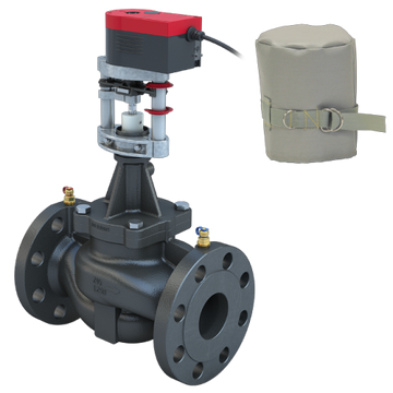Bray SSM-250-A-L-38/PAM24-112-WS 2.5" Flanged ANSI 125 | 38.02 GPM Pressure Independent Control Valve | L Cartridge | Normally Open | Linear Actuator | 24 VAC Floating;Modulating;On/Off | Fail Last | with Weather Shield  | Blackhawk Supply
