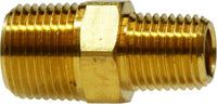 28220L | 1/4 X 1/8 LP RED. HEX NIPPLE, Brass Fittings, Pipe, Reducing Hex Nipple | Midland Metal Mfg.