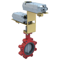 3LNE-06L2C/DCM24-310-D | Butterfly Valve | 2 Way | 6 Inch | Nylon Coated Disc | 50 PSI | DUAL Mounted 24 VAC Non-Spring Return Actuators | Modulating Control | Bray