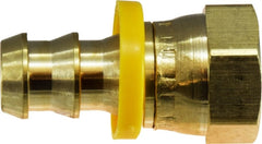 Midland Metal Mfg. 30230 1/4X1/4 POHB X F 45/37 FL SWVL, Brass Fittings, Push On Hose Barb, SAE/JIC Dual 45 Deg/37 Deg Female Swivel  | Blackhawk Supply