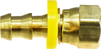 30264 | 1/4 X 3/8 (POHB X FE JIC FL SWVL), Brass Fittings, Push On Hose Barb, Female 37 Deg JIC Flare Swivel | Midland Metal Mfg.