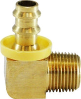 30370 | 3/8 X 1/8 (POHB X MIP ELBOW), Brass Fittings, Push On Hose Barb, Male Elbow | Midland Metal Mfg.