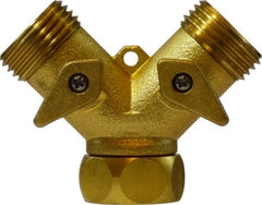 Midland Metal Mfg. 30627 DOUBLE Y VALVE SWIVEL INLET, Brass Fittings, Garden Hose, Y Shape Brass Connector W/2 Way Shut Off  | Blackhawk Supply