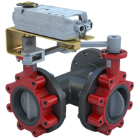 3LSE-25S35/DC24-310-T | Butterfly Valve | 3 Way | Flow Configuration 5 | 2.5 Inch | Stainless Disc | 175 PSI | 24 VAC Non-Spring Return Actuator | Floating Control | Bray