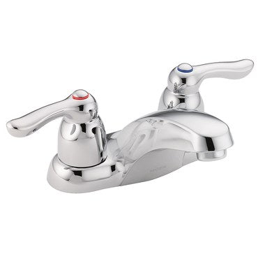 Moen 8915 Lavatory Faucet M-Bition Centerset 4 Inch Spread 2 Lever ADA Chrome 1.2 Gallons per Minute Low Arc  | Blackhawk Supply