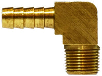 32038B | 1/4 X 1/8 (HOSE BARB X MIP ELBOW), Brass Fittings, Hose Barb, Barstock Hose Barb 90 Deg Elbow | Midland Metal Mfg.