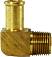 Midland Metal Mfg. 32186 3/8 ID X 3/8 MIP BDD BARB ELB, Brass Fittings, Hose Barb, 90 Degree Male Barbed Elbow   | Blackhawk Supply