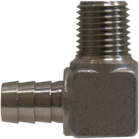 32314SS | 3/4 x 3/4 (316SS BARB X MIP ELL), Brass Fittings, Stainless Steel Hose Barbs, SS Barb x MIP Elbow | Midland Metal Mfg.