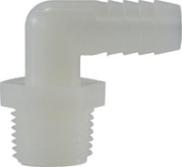 33038W | 1/4 X 1/8 (HB X MIP WHT NYLN ELB), Plastic Fittings, Plastic Hose Barbs, Elbow Hose ID x Male Pipe | Midland Metal Mfg.