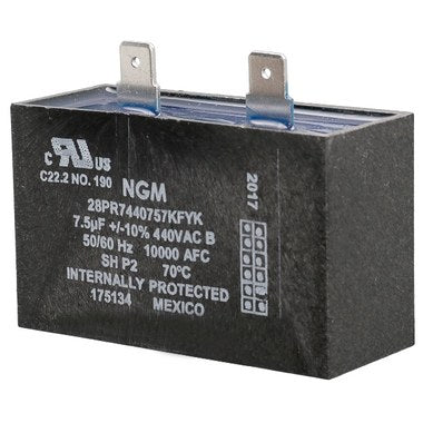 York S1-02435602000 Capacitor Run Single 7.5 MFD 440 Volt Rectangular +/-10%  | Blackhawk Supply