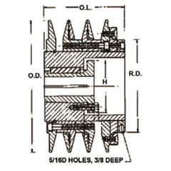 York S1-02812369700 Sheave 2MVP60 Variable Split Taper 2 Groove 3/4 to 1-3/4 Inch 7-17/25 Inch Outside Diameter  | Blackhawk Supply