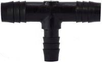 33423B | 1/4X3/8 BLK POLY RED HB BRANCH T, Plastic Fittings, Plastic Hose Barbs, Reducing Tee | Midland Metal Mfg.