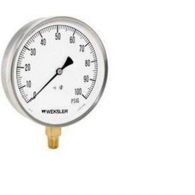 Ashcroft EA14B Pressure Gauge Weksler 60PSI 4-1/2" Diameter 1/4" NPT Bottom Bourdon Tube Stem Mount  | Blackhawk Supply