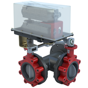 Bray 3LNE-04S30/DCM24-310-D-WS 4" 3-Way Lugged Butterfly Valve Resilient | ANSI Class 125/150 | DI body | NDI Disc | CV 310 | Damper & Valve actuator | 24 Vac | 310 lb-in | modulating | Non-Spring Return | Dual  | Blackhawk Supply